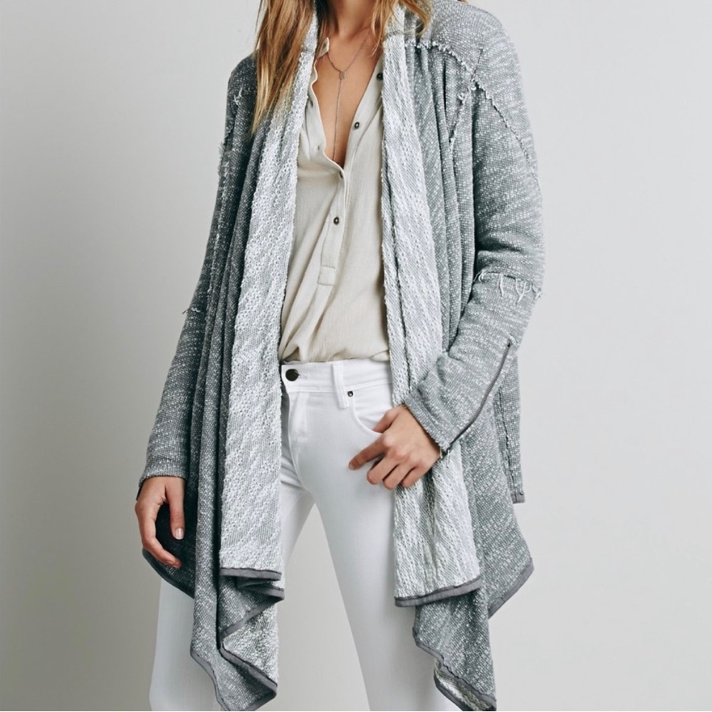 Free People “In the Loop” gray boho cardigan
